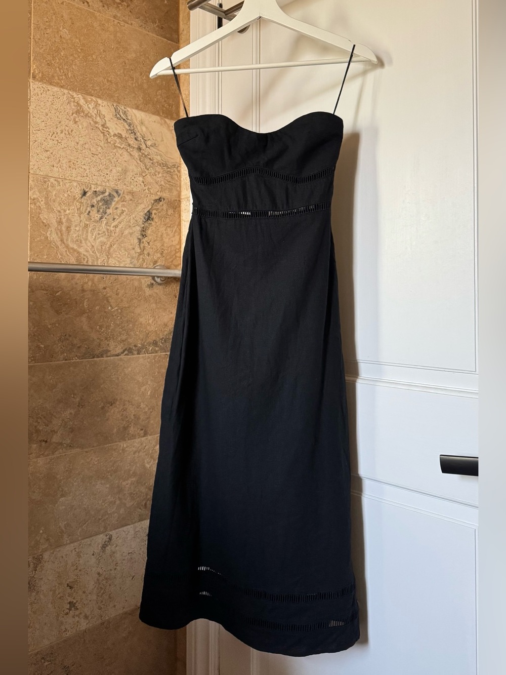 Abercrombie Linen/Cotton Strapless Midi Dress - Black, XXS